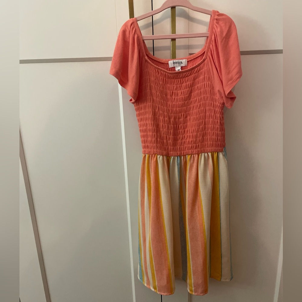 Speechless kids Coral and Striped Kids Dress size 10